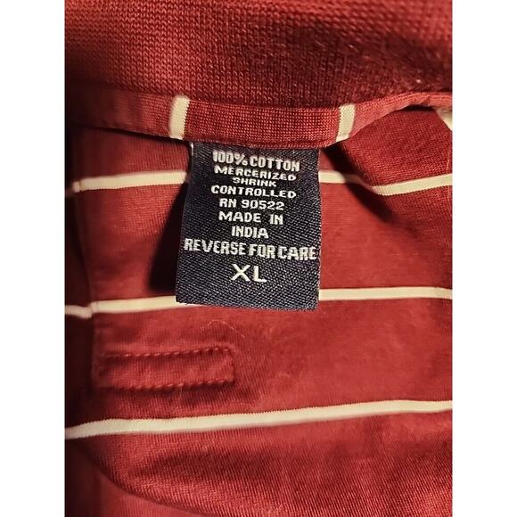 Vesi OU Oklahoma University Logo Red Striped Polo Shirt Mens Medium Cotton XL - Picture 4 of 6